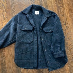 Zara Navy Blue Plaid Jacket